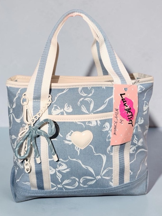 Betsey Johnson Handbags - Betsey Johnson Denim Bows Tote with bag charm